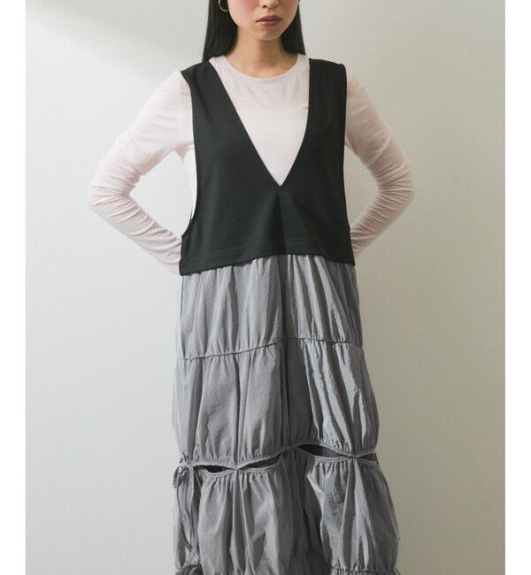 ADAM ET ROPE'「【WEB限定】コンビリボンワンピース」|ワンピース|