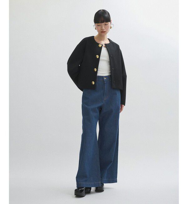 ADAM ET ROPE'「【WEB限定】・【オケージョン】ノーカラーボンディングジャケット」|ノーカラージャケット|