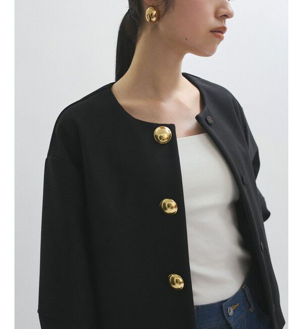 ADAM ET ROPE'「【WEB限定】・【オケージョン】ノーカラーボンディングジャケット」|ノーカラージャケット|