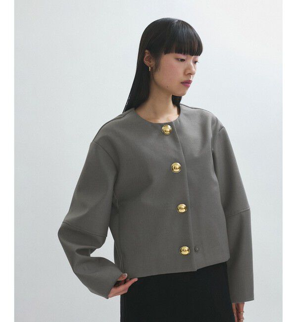 ADAM ET ROPE'「【WEB限定】・【オケージョン】ノーカラーボンディングジャケット」|ノーカラージャケット|