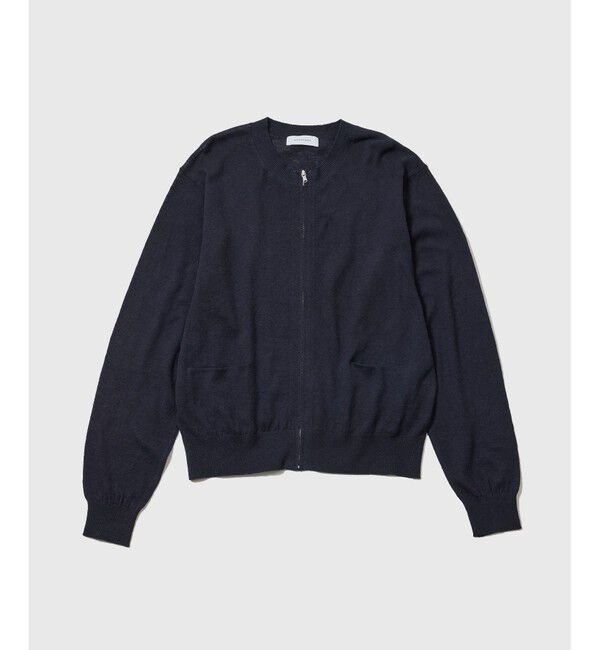 ADAM ET ROPE'「リネン コットン ジップ カーディガン / ロングシーズン着用可能」|カーディガン|ネイビー(40)