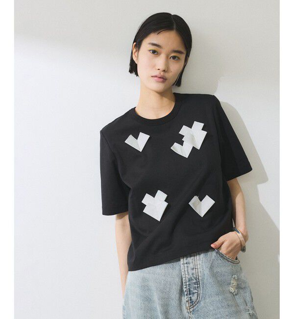 ADAM ET ROPE'「【WEB限定】・【サステナブル】ハートモチーフTシャツ」|Tシャツ・カットソー|ブラック(01)