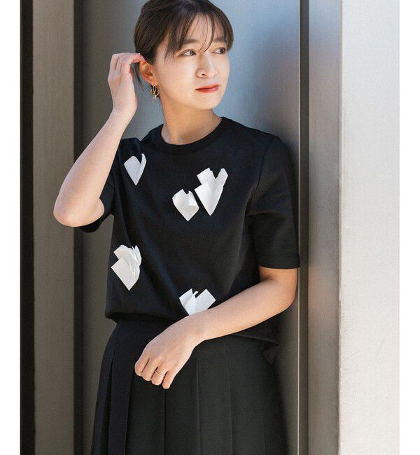 ADAM ET ROPE'「【WEB限定】・【サステナブル】ハートモチーフTシャツ」|Tシャツ・カットソー|