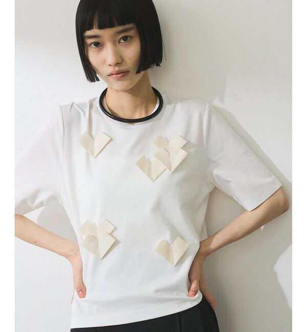 ADAM ET ROPE'「【WEB限定】・【サステナブル】ハートモチーフTシャツ」|Tシャツ・カットソー|