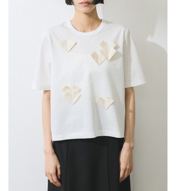 ADAM ET ROPE'「【WEB限定】・【サステナブル】ハートモチーフTシャツ」|Tシャツ・カットソー|