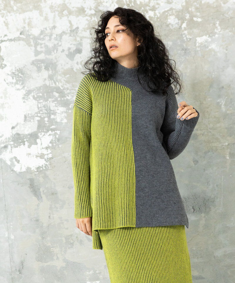  「畦ストライプタートルニットプルオーバー」|ニット・セーター|