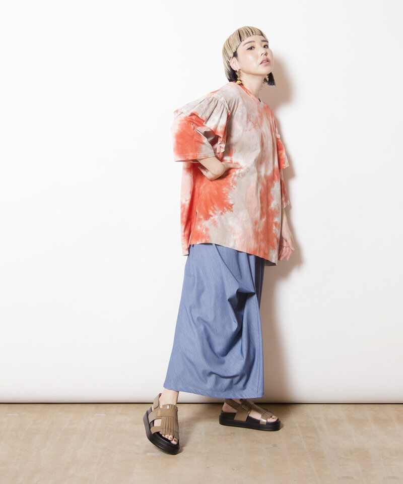  「タイダイショルダーフリルTシャツ」|Tシャツ・カットソー|