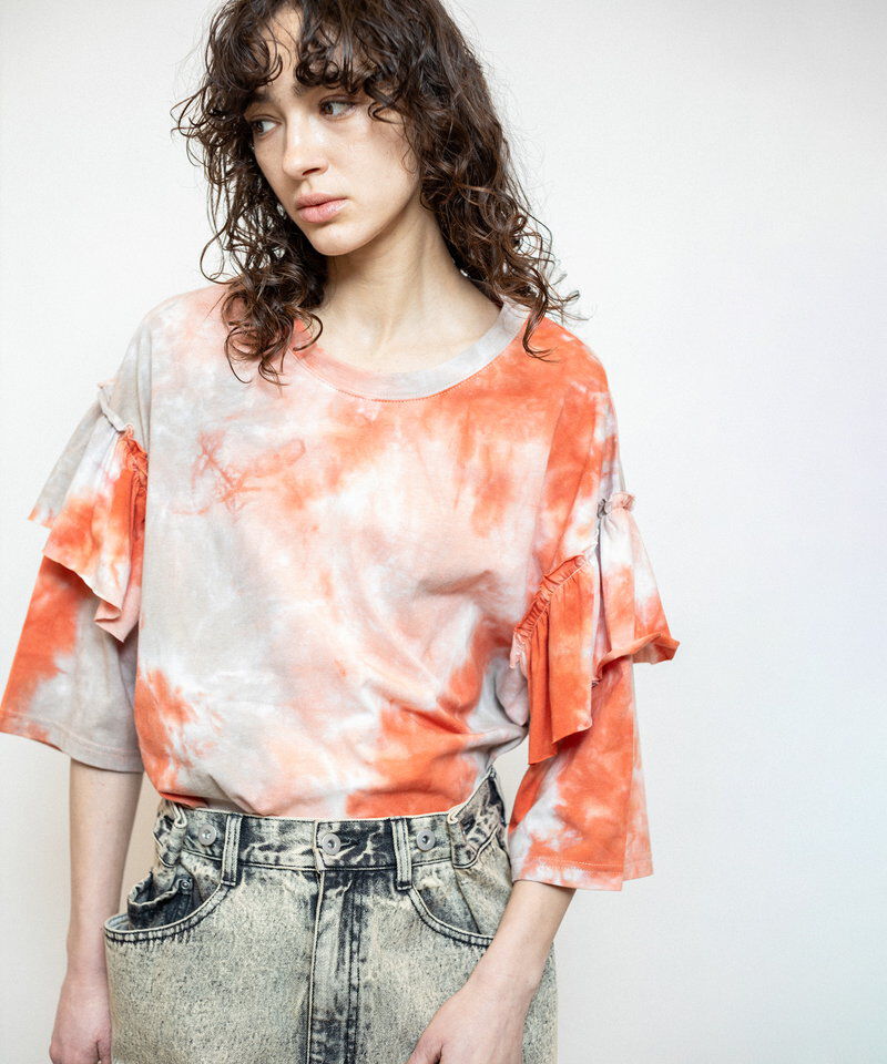  「タイダイショルダーフリルTシャツ」|Tシャツ・カットソー|