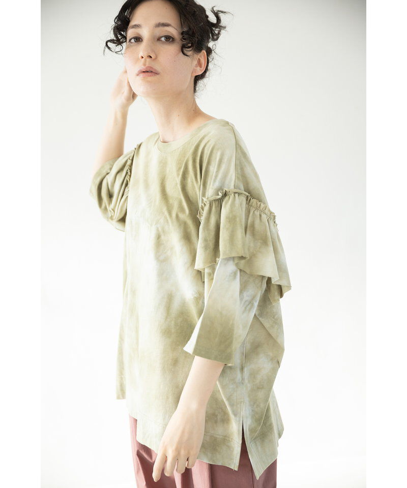  「タイダイショルダーフリルTシャツ」|Tシャツ・カットソー|