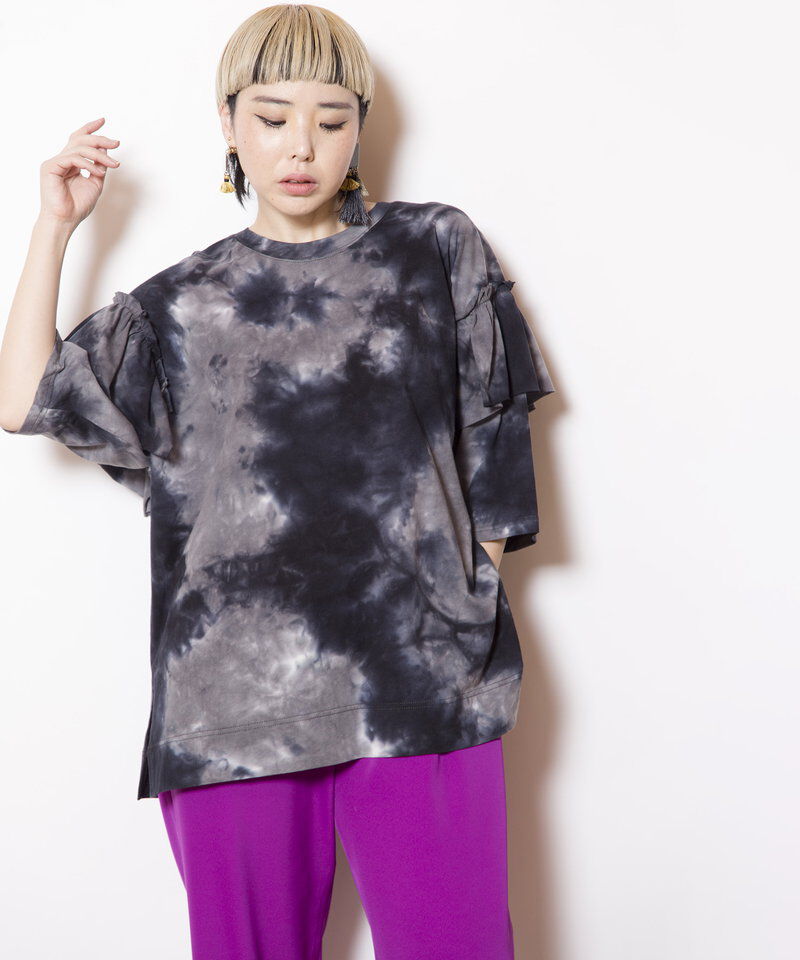  「タイダイショルダーフリルTシャツ」|Tシャツ・カットソー|
