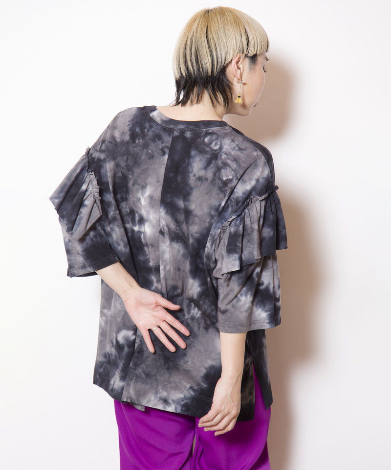 「タイダイショルダーフリルTシャツ」|Tシャツ・カットソー|