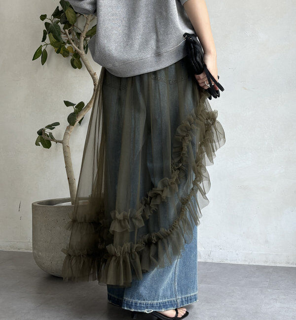  「【WEB限定】アシメティアードチュールスカート」|スカート|