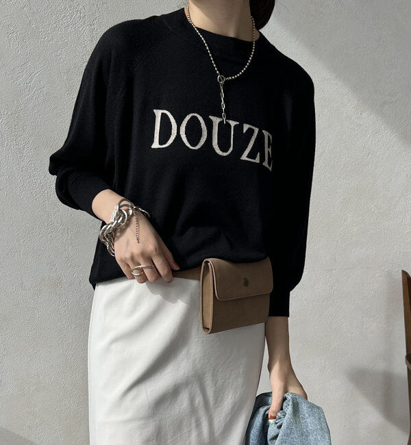  「【WEB限定】DOUZE インターシャロゴニット」|ニット・セーター|ブラック