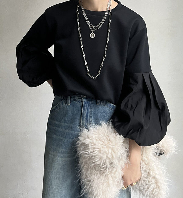  「【WEB限定】バルーンスリーブプルオーバー」|Tシャツ・カットソー|ブラック