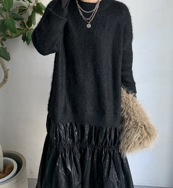  「【WEB限定】ニットドッキングワンピース」|ワンピース|