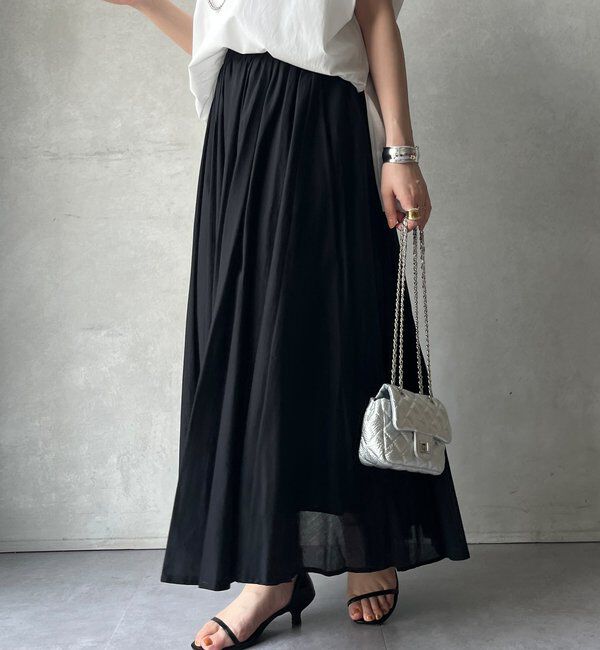  「【WEB限定】コットンフレアスカート」|スカート|ブラック