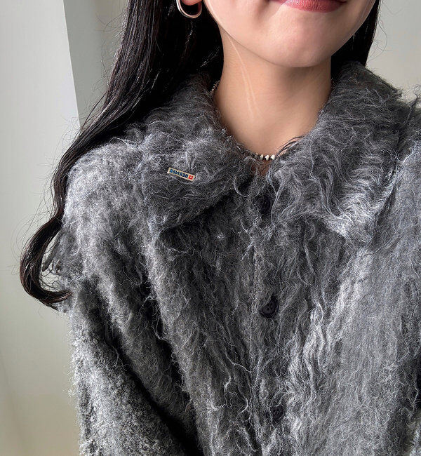  「【4色展開】ウェーブ起毛クロップドニット」|カーディガン|