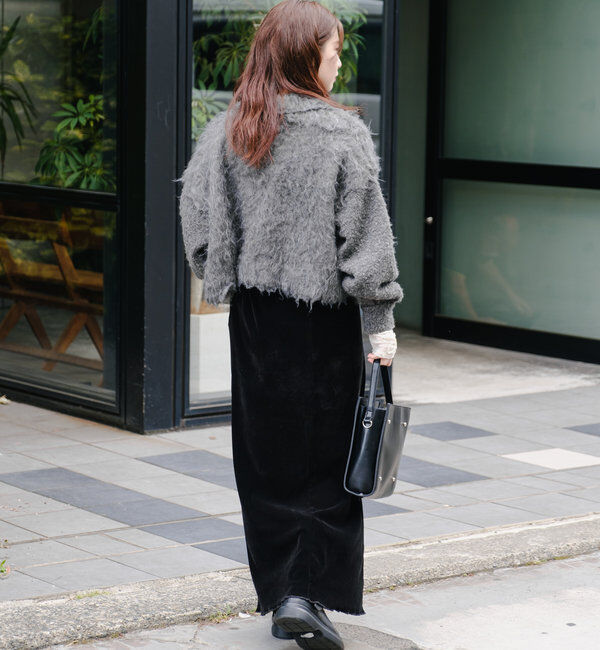  「【4色展開】ウェーブ起毛クロップドニット」|カーディガン|