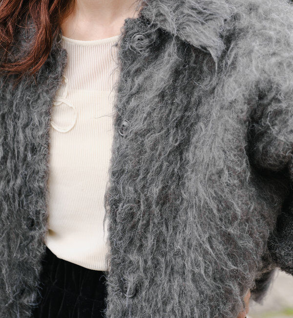  「【4色展開】ウェーブ起毛クロップドニット」|カーディガン|