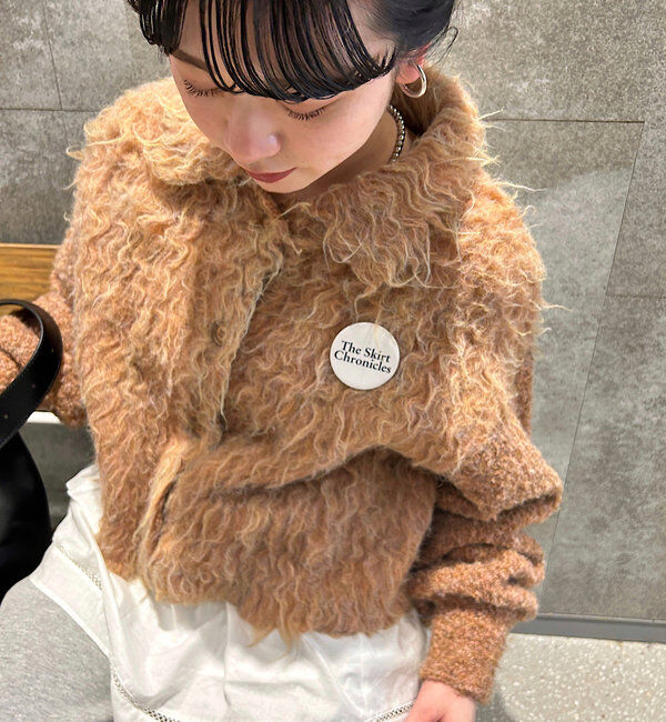  「【4色展開】ウェーブ起毛クロップドニット」|カーディガン|