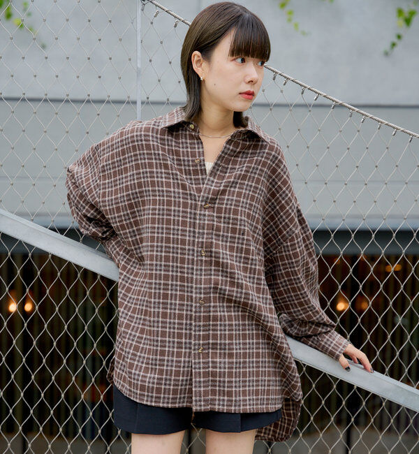  「【WHIMSIC】フランネルチェックレギュラーカラーシャツ」|シャツ・ブラウス|