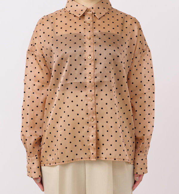  「《オンオフ兼用・ドレッシーな雰囲気》ドットオーガンジーシャツ」|シャツ・ブラウス|