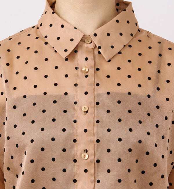  「《オンオフ兼用・ドレッシーな雰囲気》ドットオーガンジーシャツ」|シャツ・ブラウス|