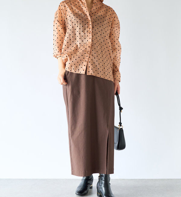  「《オンオフ兼用・ドレッシーな雰囲気》ドットオーガンジーシャツ」|シャツ・ブラウス|
