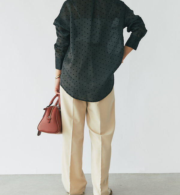  「《オンオフ兼用・ドレッシーな雰囲気》ドットオーガンジーシャツ」|シャツ・ブラウス|