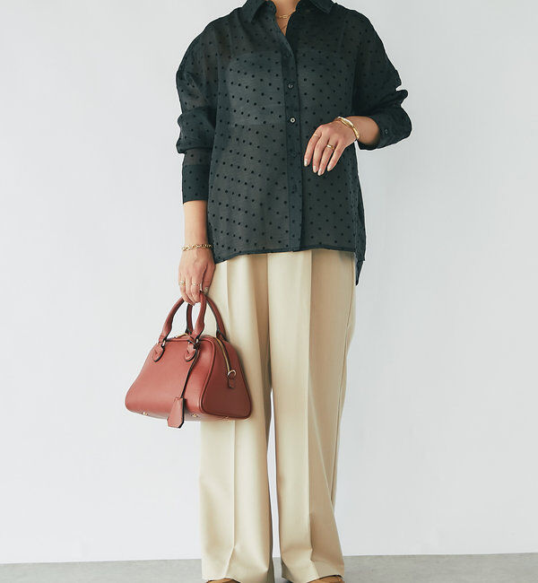  「《オンオフ兼用・ドレッシーな雰囲気》ドットオーガンジーシャツ」|シャツ・ブラウス|