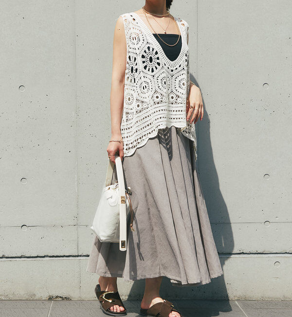  「《大人の主役級レイヤード》クロシェ編みベスト」|ニット・セーター|