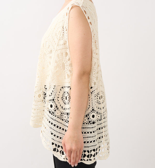  「《大人の主役級レイヤード》クロシェ編みベスト」|ニット・セーター|