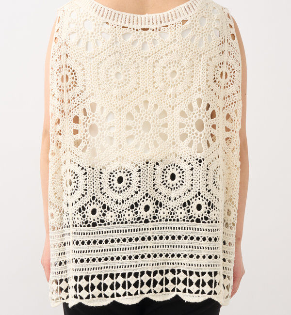  「《大人の主役級レイヤード》クロシェ編みベスト」|ニット・セーター|