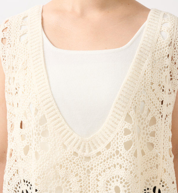  「《大人の主役級レイヤード》クロシェ編みベスト」|ニット・セーター|