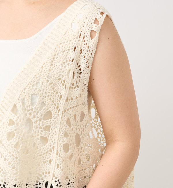  「《大人の主役級レイヤード》クロシェ編みベスト」|ニット・セーター|