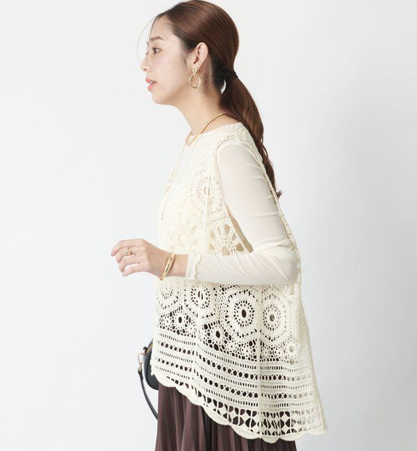  「《大人の主役級レイヤード》クロシェ編みベスト」|ニット・セーター|