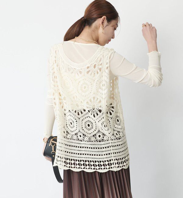  「《大人の主役級レイヤード》クロシェ編みベスト」|ニット・セーター|