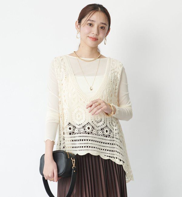  「《大人の主役級レイヤード》クロシェ編みベスト」|ニット・セーター|