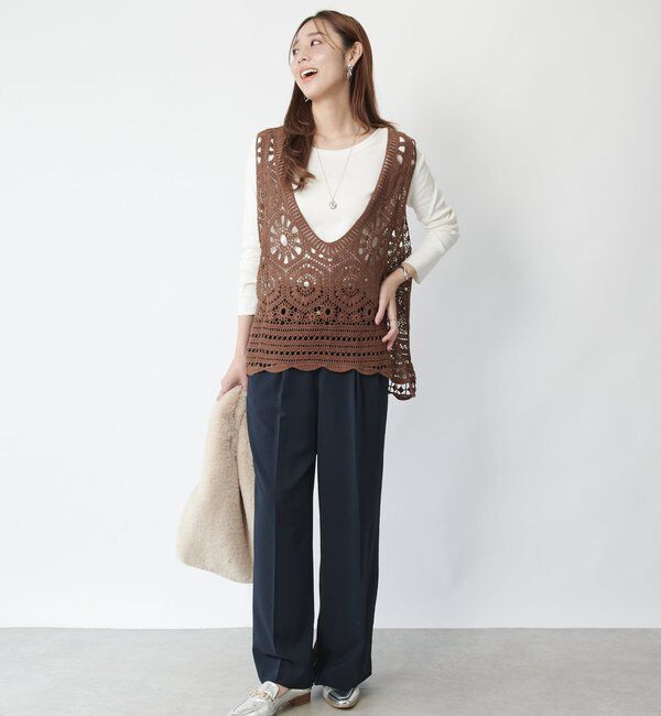  「《大人の主役級レイヤード》クロシェ編みベスト」|ニット・セーター|