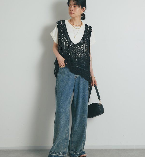  「《大人の主役級レイヤード》クロシェ編みベスト」|ニット・セーター|