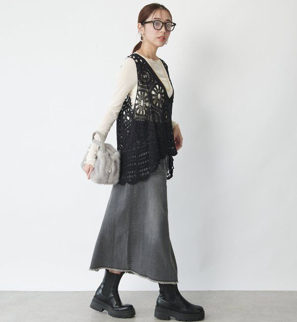  「《大人の主役級レイヤード》クロシェ編みベスト」|ニット・セーター|