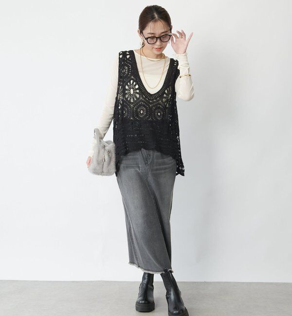  「《大人の主役級レイヤード》クロシェ編みベスト」|ニット・セーター|