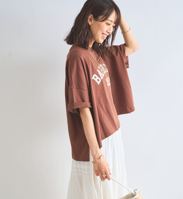  「《綿100％・デイリー使いに着映える》シルケット風ロゴTee」|Tシャツ・カットソー|