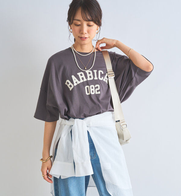  「《綿100％・デイリー使いに着映える》シルケット風ロゴTee」|Tシャツ・カットソー|