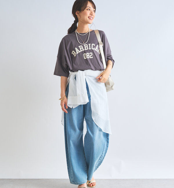  「《綿100％・デイリー使いに着映える》シルケット風ロゴTee」|Tシャツ・カットソー|