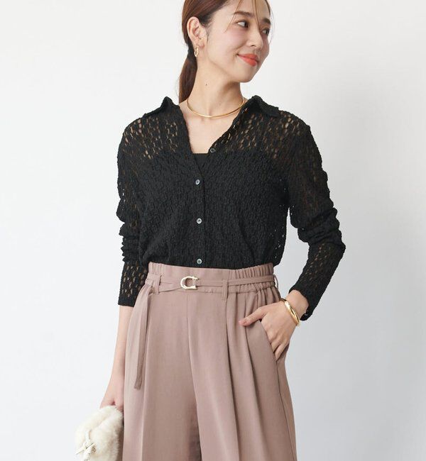  「《抜け感と上品さをまとう》レースシャツ」|Tシャツ・カットソー|ブラック