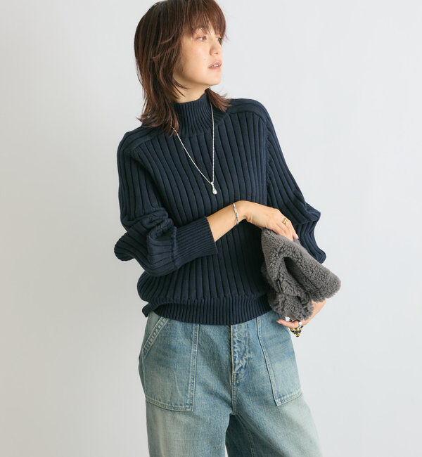  「【MONN.:.(モン)】コットンハイネックニット」|ニット・セーター|