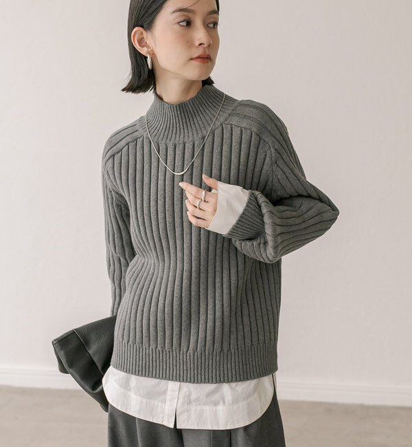  「【MONN.:.(モン)】コットンハイネックニット」|ニット・セーター|