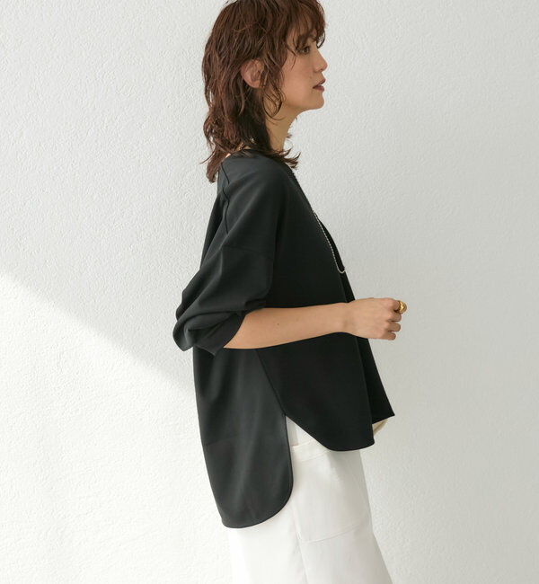  「【着心地抜群】カットジョーゼット5分袖プルオーバー」|Tシャツ・カットソー|