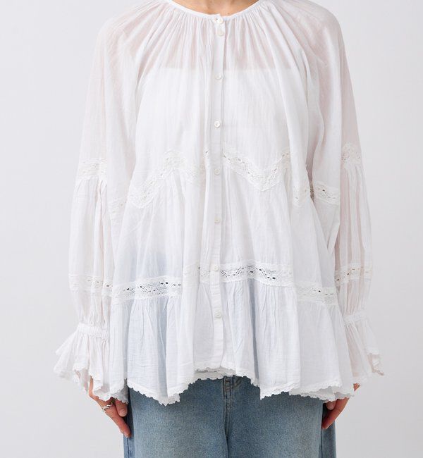  「【シーズンムードを高める】コットンボイルレースブラウス」|シャツ・ブラウス|